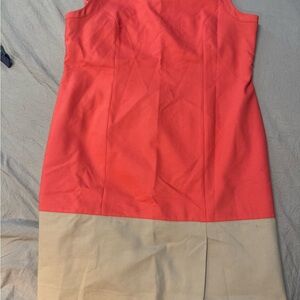 Asymmetrical Coral and Beige Dress